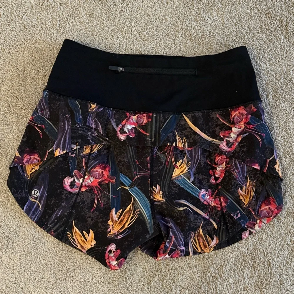 Lululemon Speed Up High-Rise Lined Shorts 4” Veiled Floral Black Multi | Size 4